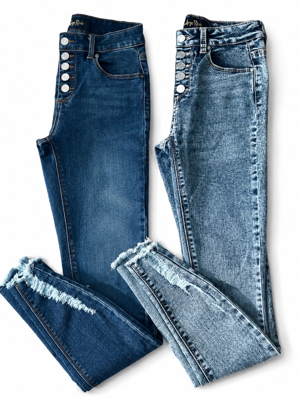 Indigo Rein 1/24 Button Fly Skinny Jeans Bundle lot of 2 Stretch Raw Hem